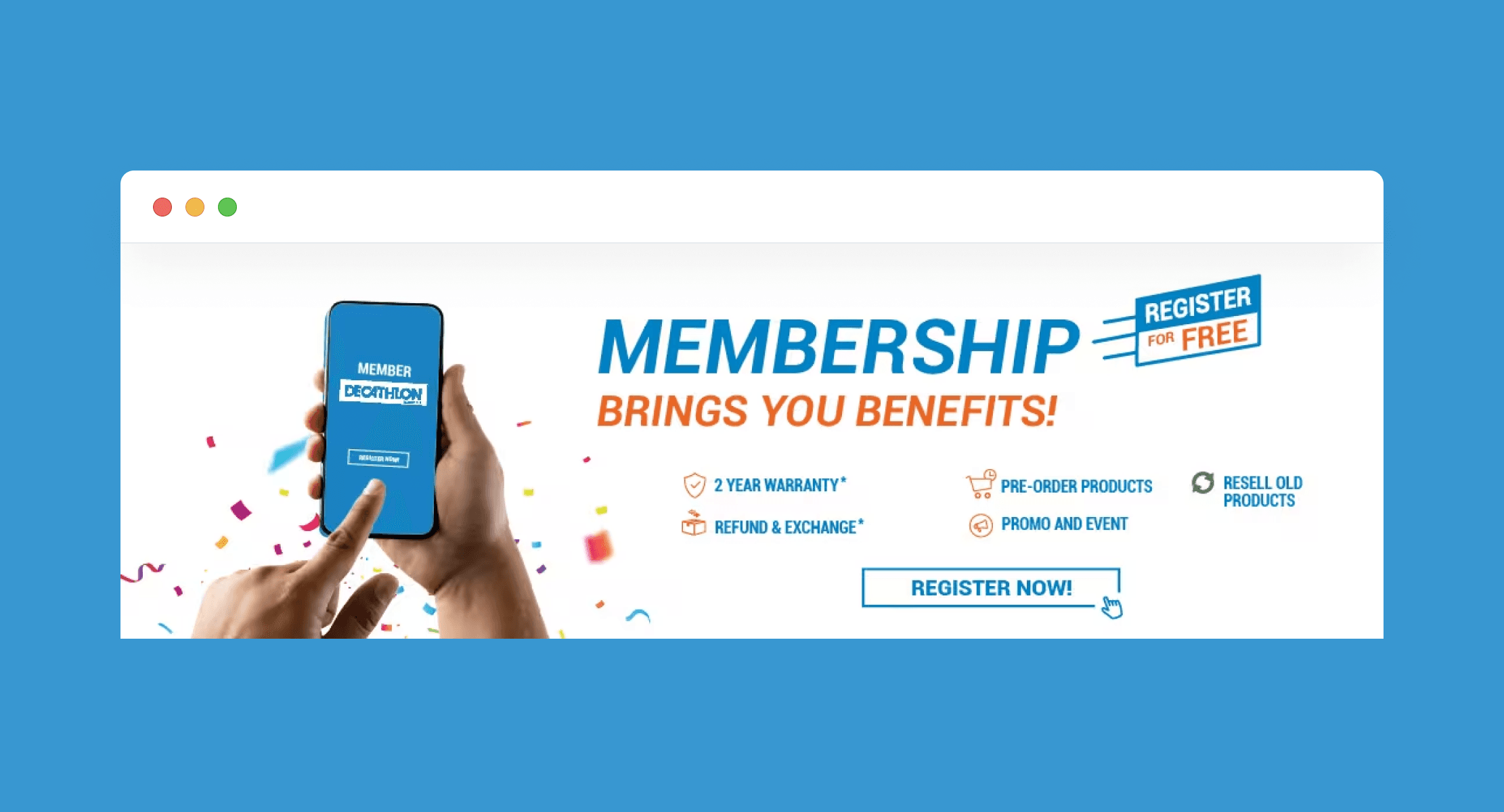 This image features a membership program by Decathlon.