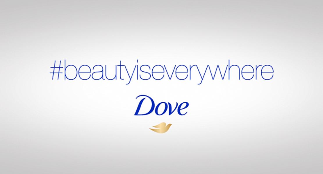 The image features the brand Dove's beauty is everywhere campaign.