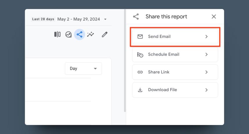 An image that shows the feature where you can now send the reports directly via email.